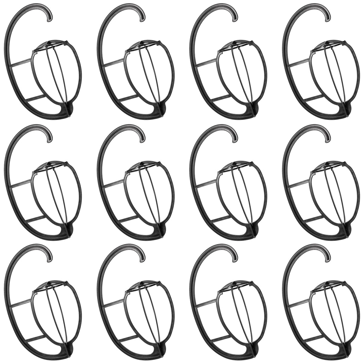 MANCHAP 12 Pack 15 Inch Black Wig Hanger, Plastic Hanging Wig Head Stand for Multiple Wigs and Hats