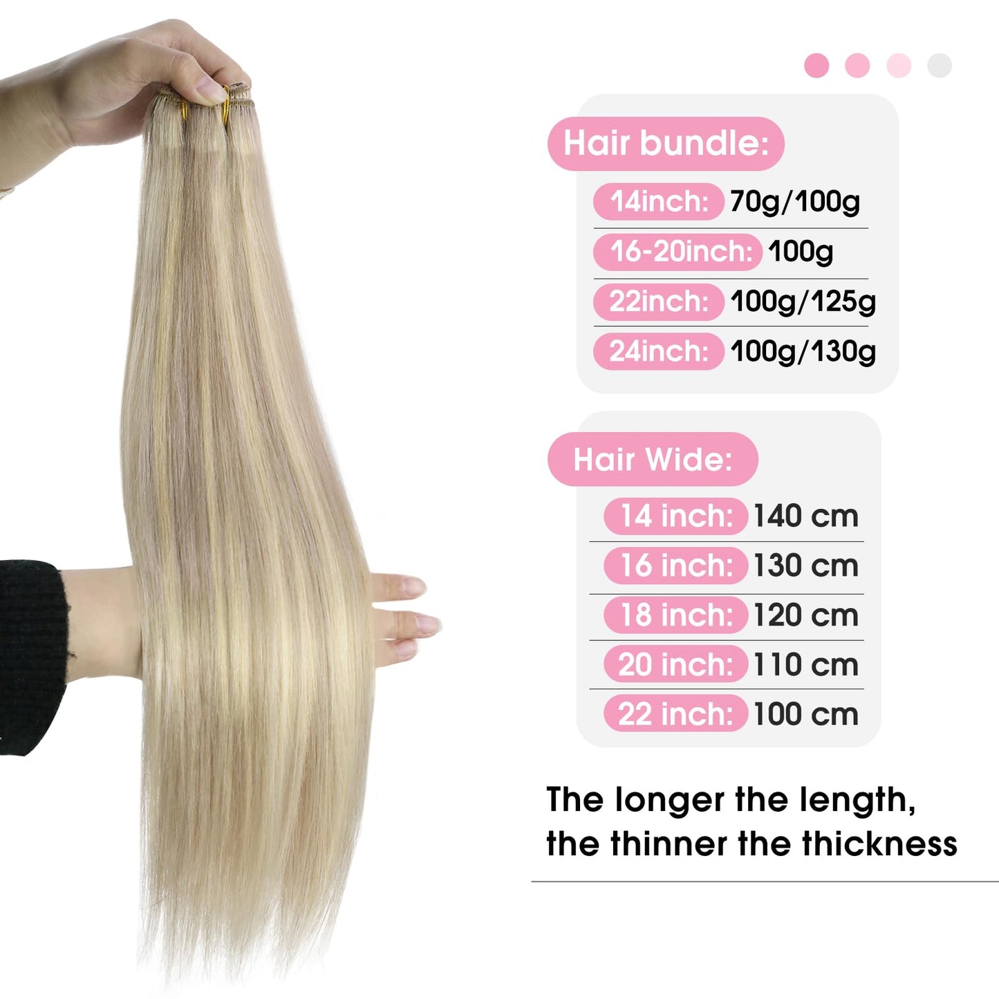 YoungSee Weft Hair Extensions, Highlight Sew in Hair Extensions Real Human Hair, Warm Ash Blonde Highlights Bleach Blonde Highli