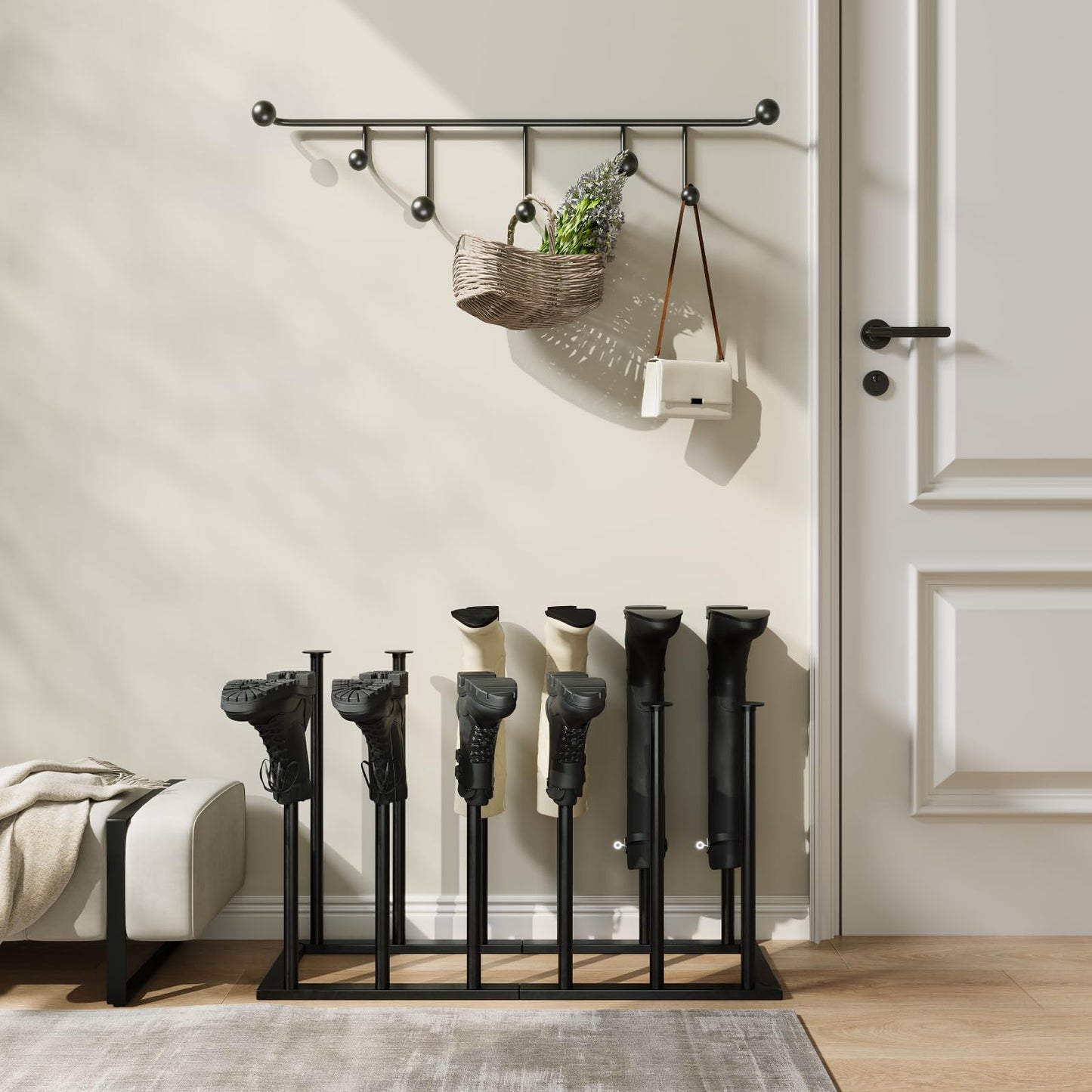 Yumark Boot Rack Boot Organizer for Tall Boots Entryway Boot Storage for 6 Pairs Hallway Boot Storage Rain Boot Shelf Free Standing Boot Holder for Cowboy Boot