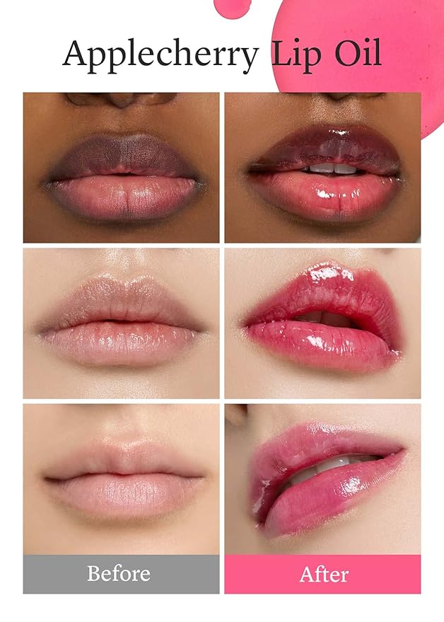 NOONI Vegan Lip Oil Bundle - Applecherry & Appleclear | Lip Stain, Long Lasting, Moisturizing, Plumping, Korean Lip Tint