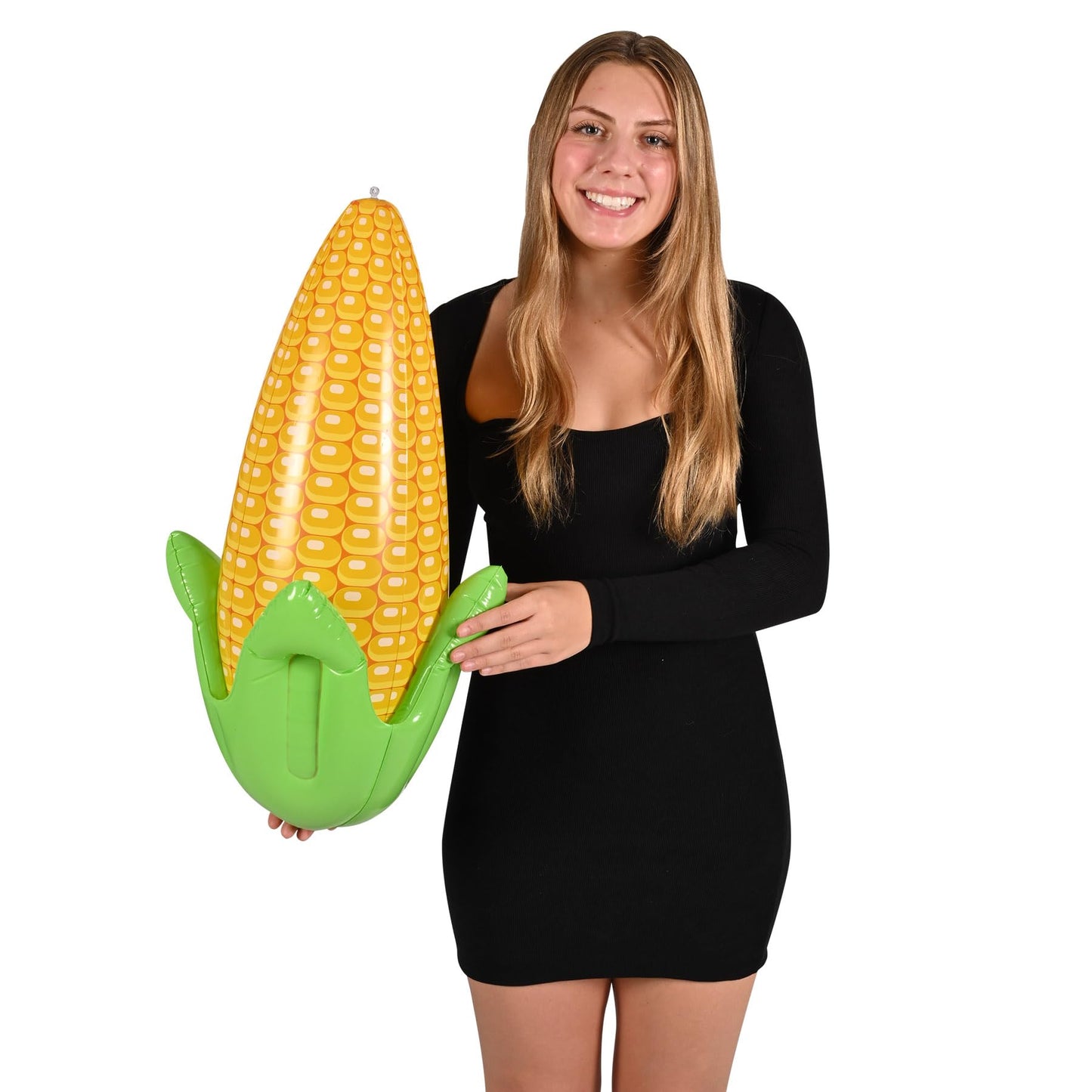 Beistle 24" x 13" Plastic Inflatable Corn Cob for Farm Theme Decorations, Autumn Harvest Fall Party Décor and Supplies