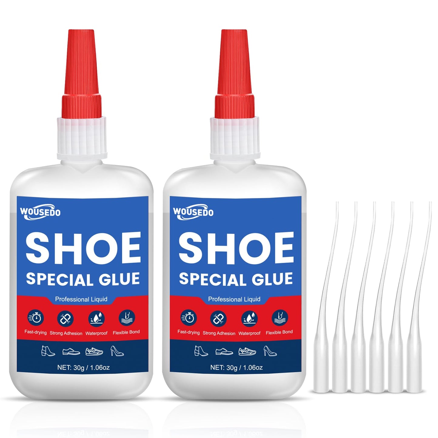 30g x 2 Pcs Shoe Glue - Quick Dry Strong Adhesive for Shoe Repair, Boots, Sneakers, Heels, Hiking Shoes, Leather, Handbags -Waterproof & Flexible.