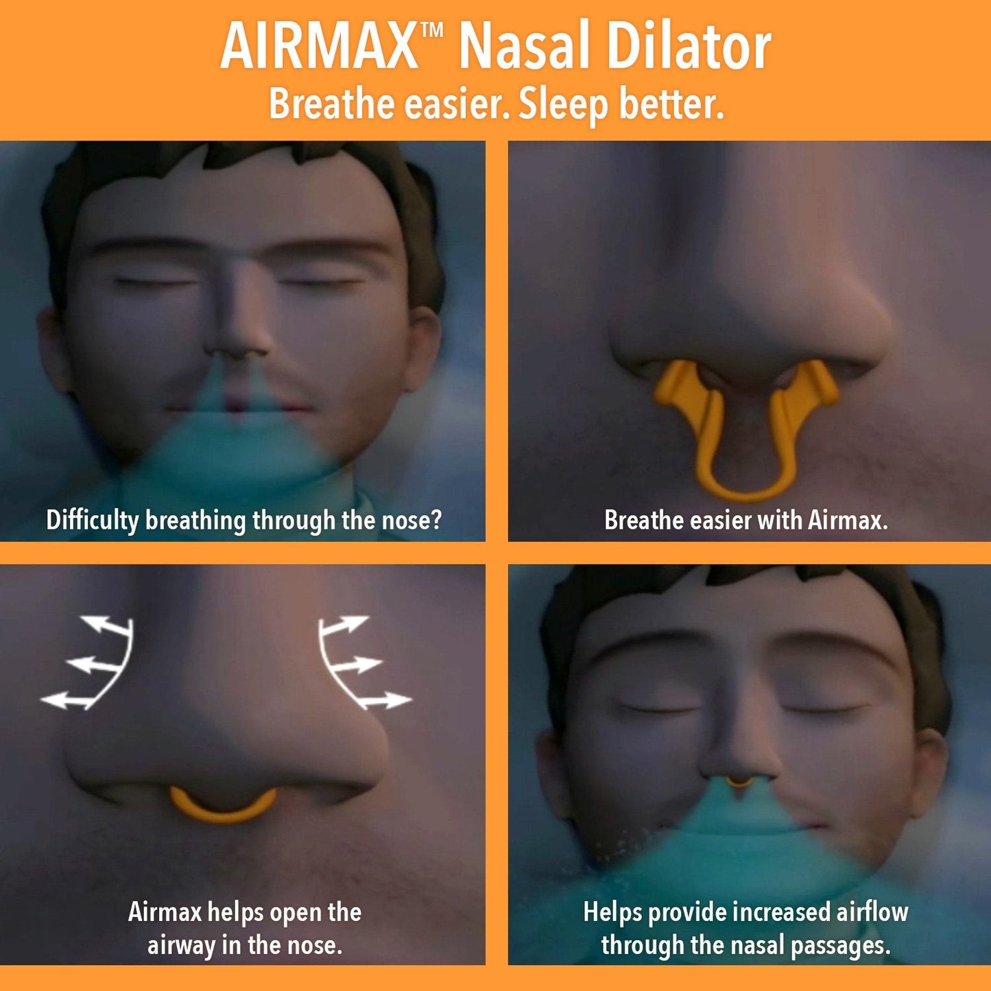 AIRMAX Nasal Dilator for Better Sleep - Natural, Comfortable, Anti Snoring Sleep Aid Solution for Maximum Airflow and Easier Breathing (Small - Clear)