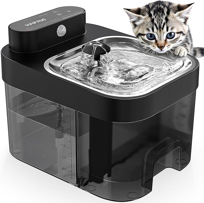 HAPAW Cat Water Fountain, Wastewater Separation & No Filter Cotton, Pet Water Dispenser with 101oz/3L Large Capacity Tank,...