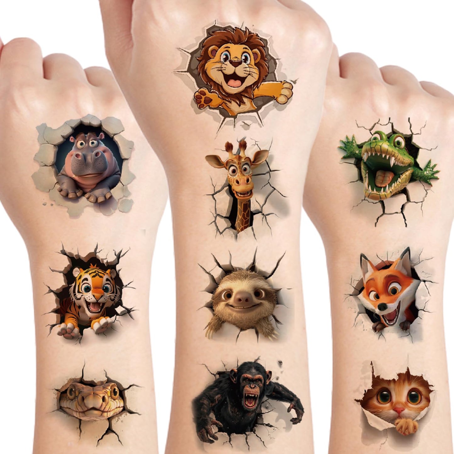 UVUXO Animals Temporary Tattoo for kids - 10 Sheets for Temporary Girls Boy Body Arm Shoulder Cute Animals Tattoos Stickers, Bir