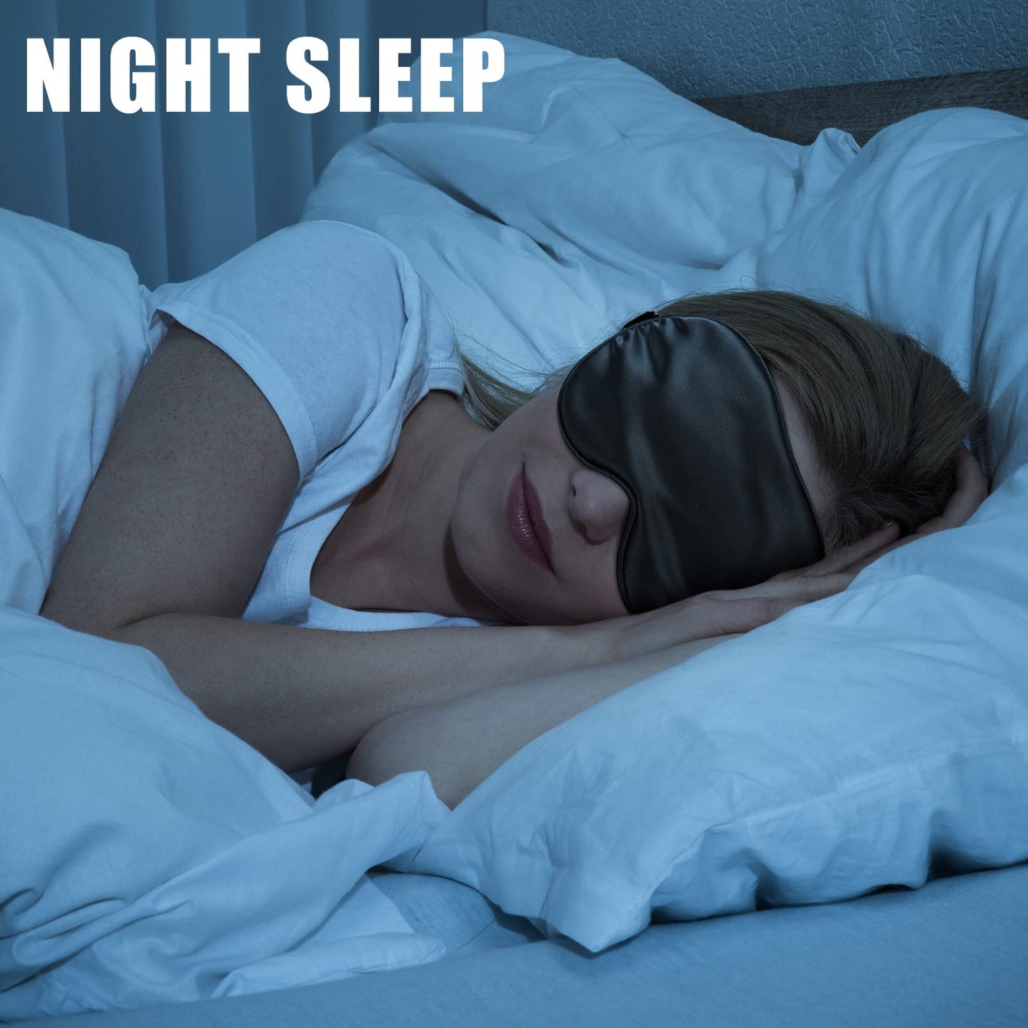 20 Pieces Silk Sleep Mask Eye Mask with Adjustable Strap Sleeping Cover Eye Cover Blindfold for Women Men Sleeping Travel(Black)