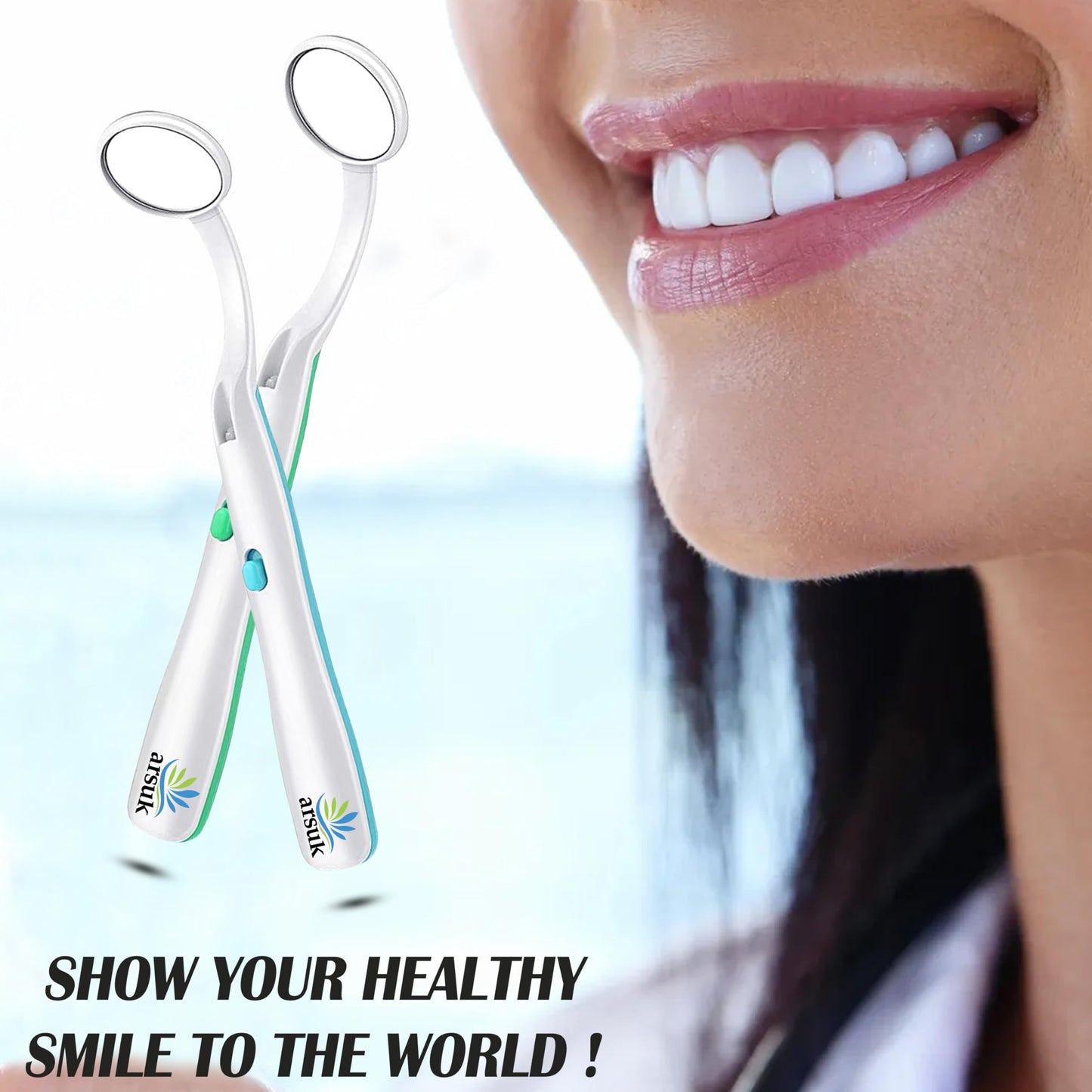 LED Dental Mirror with Light – Oral Inspection Tool for Teeth, Gums & Tongue – Anti-Fog Reusable Mouth Mirror for Home Dental Care, Hygiene Check & Oral Cleaning – Dentist Tools by ARSUK – 2 Pack