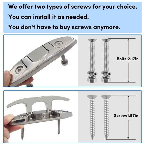 VEITHI 316 Stainless Steel 6 inch Folding Boat Cleats with Back Plate,Flip up Dock Cleats for Deck and Boat,Boat Tie Down Cleats Boat Dock Cleats Folding Cleat Pop Up Cleat with Fasteners(4 Pack)