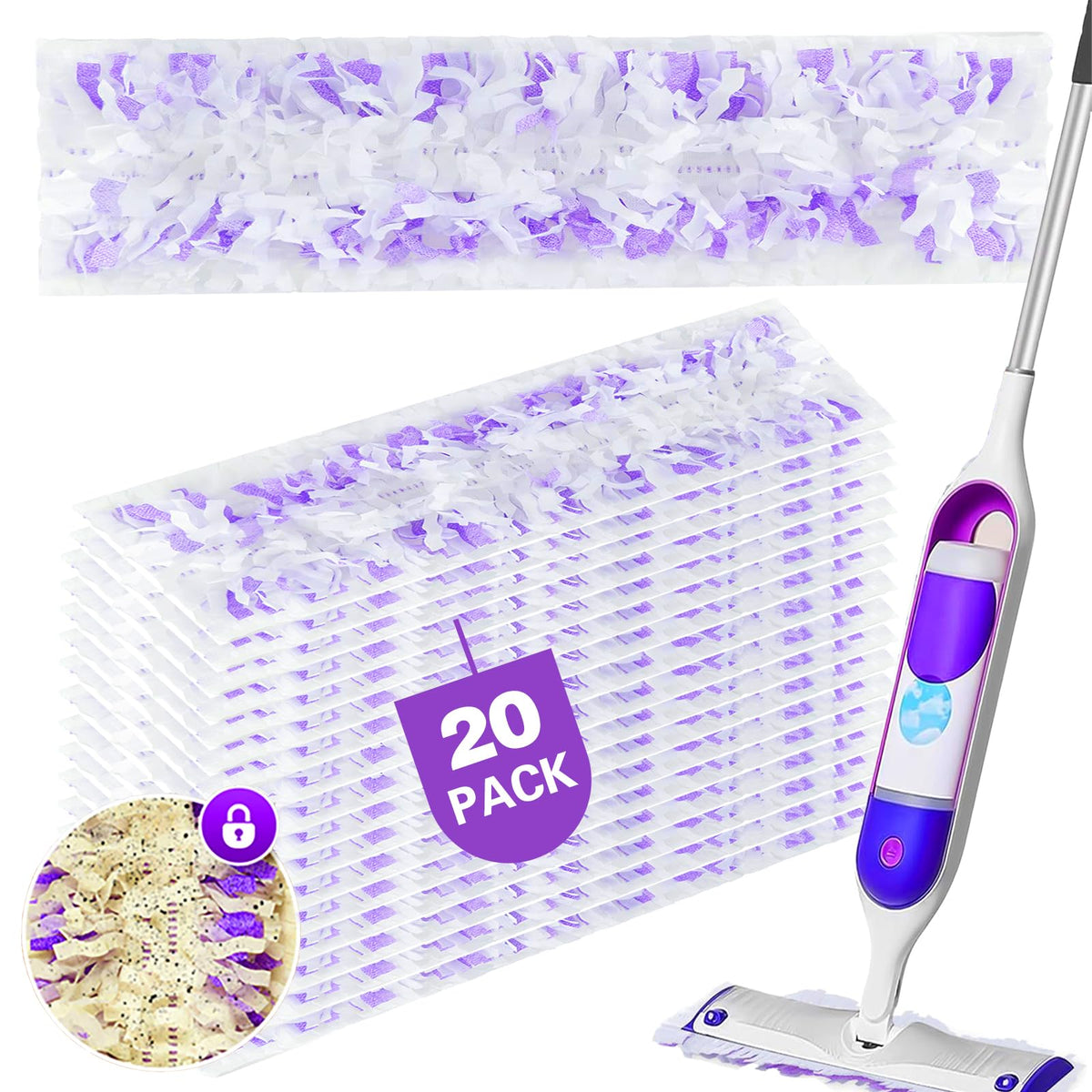 Power Mop Pads Refills for Swiffer Power Mop, Multi-Surface Mopping Pads for Swiffer Power Mop Refills, Disposable Mop Refill Pads Compatible with Swiffer Wet Pads Refill, 20 Count