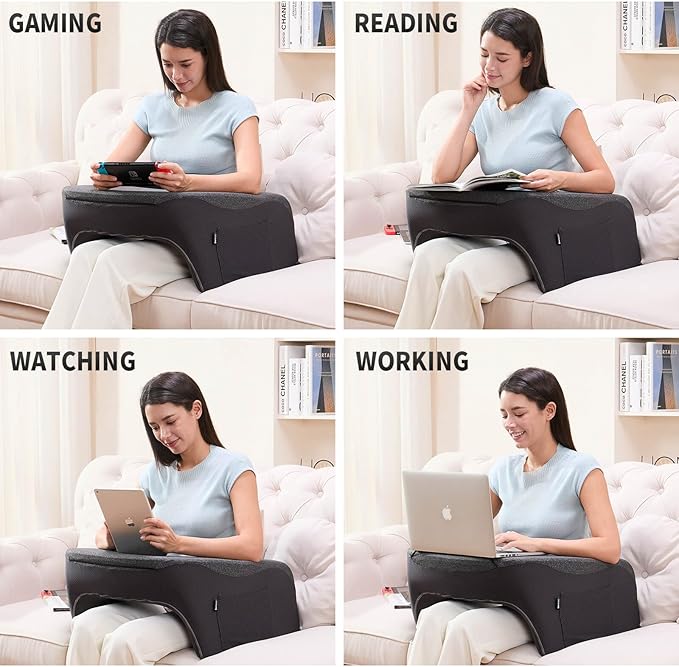 cooloo8 Reading Pillow, Lap Desk, Laptop Pillow for Lap, Large Gaming Pillow for Reading, Working, Gaming or Sitting in Bed Floor Couch(Dark Grey)
