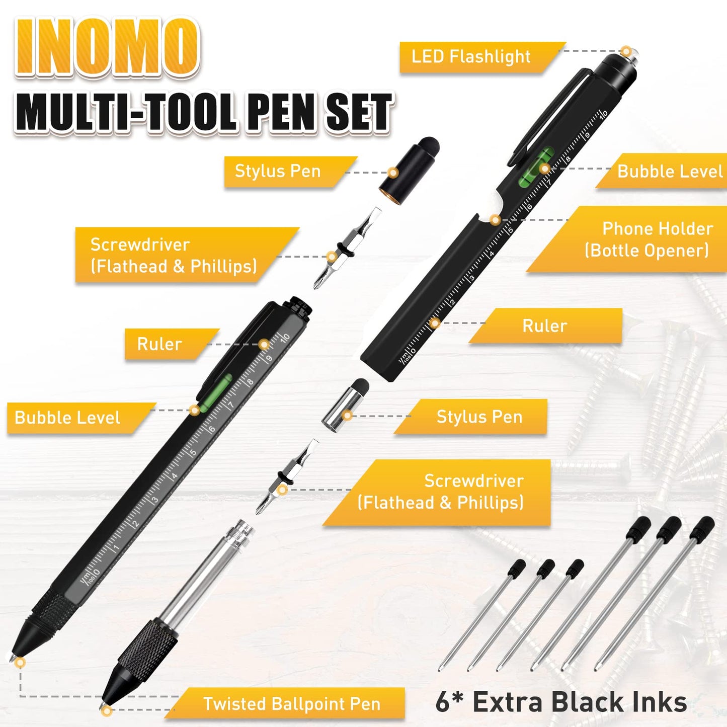Stocking Stuffers for Men Adults, Gifts for Men 9 in 1 Multitool Pen, Mens Christmas Gifts for Dad, Boyfriend, Grandpa, Husband, Birthday Gifts for Men Who Have Everything, Birthday Gifts for Men