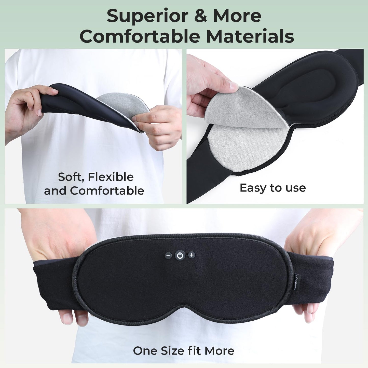 Smart Bluetooth Bamboo Cotton Sleep Mask Headphones, 3D Weighted Compress Cooling Gel Eye Mask 100% Blackout Sleep Mask Zero Eye Pressure|Warm&Cooling mask Hot Cold Therapy Sleep Headphones