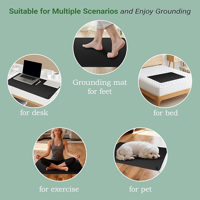 EOHELGRO Grounding Mat Kit 35.4 x 23.6 Inches, Grounding Mat for Sleep, Energy, Pain Relief, Inflammation, Balance, Wellness.