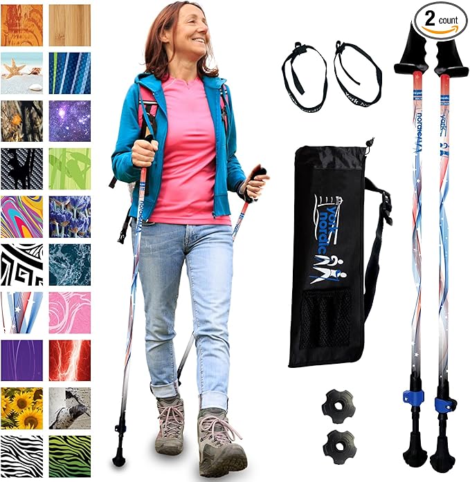 York Nordic Motivator Walking Poles for Balance and Rehab - Patented Stability Grips - Lightweight, Adjustable, and Collap...