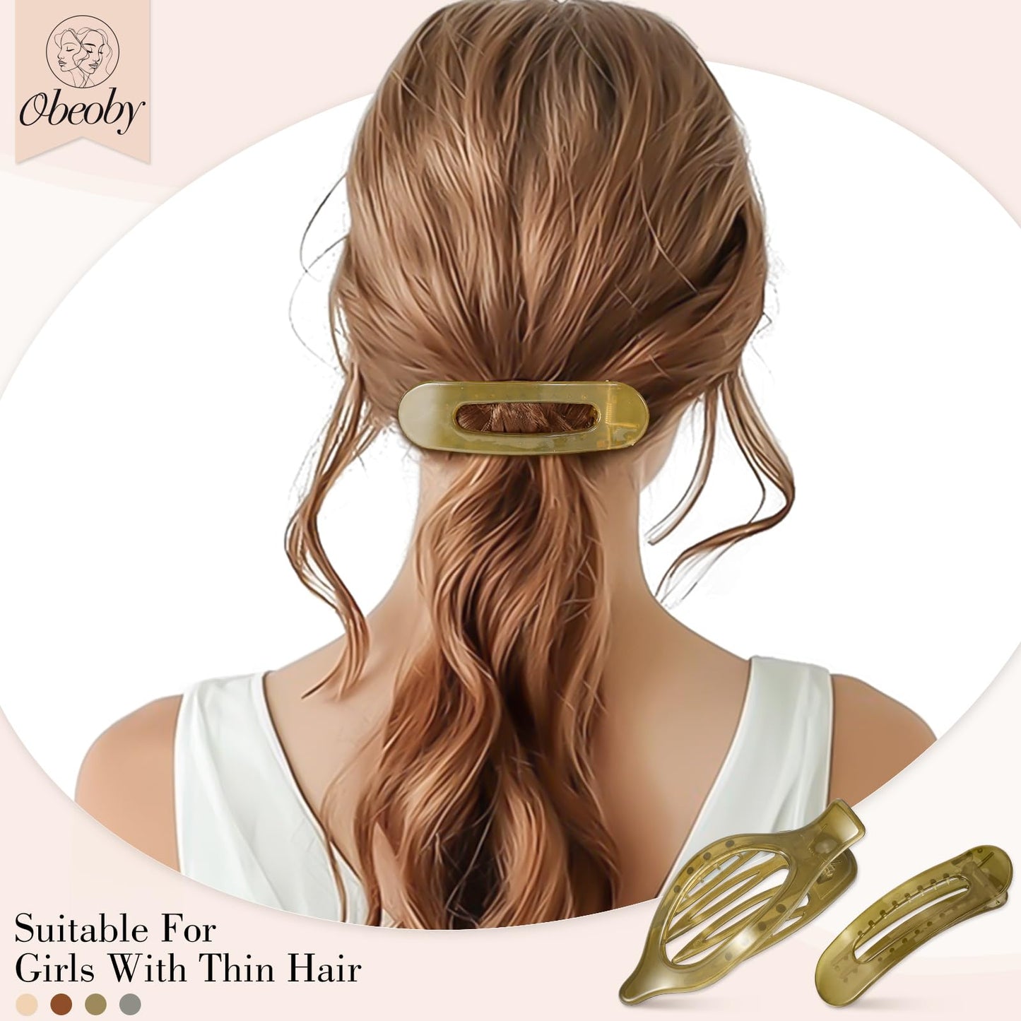 8 PCS Flat Hair Clips, 4 Colors Flat Claw Clips 2 Styles Hair Claws for Women Girls Thin Hair