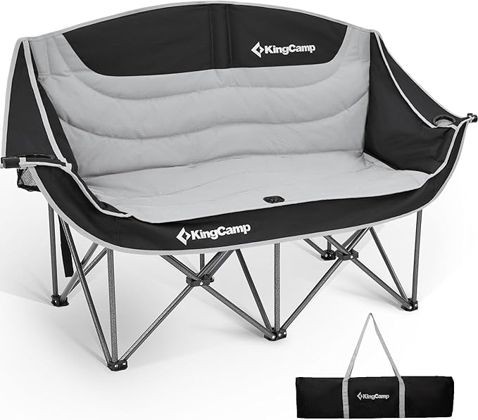 KingCamp Double Camping Chair, Oversized 660lbs Heavy Duty Loveseat for Adults Portable Folding XL 2 Person Couch Padded C...