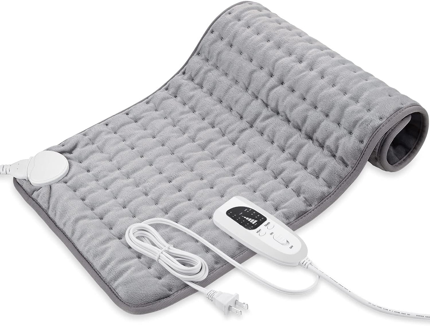 Deepsoon Heating Pad,Electric Heating Pads for Back,Neck,Abdomen,Moist Heating Pad for Shoulder,Knee,Arms,Legs,Dry/Moist Heat & Auto Shut Off,Christmas Gifts for Men and Women,Silver,24x12 Inch