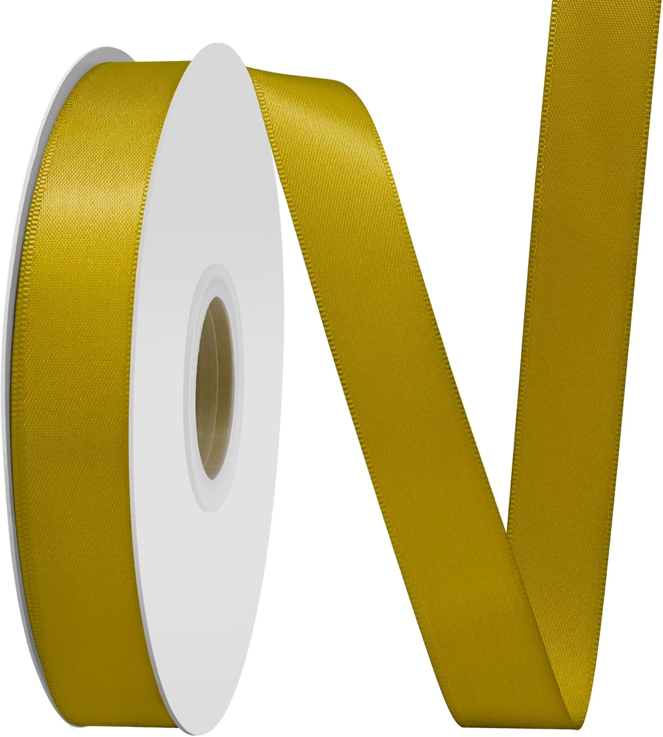 Gold Satin Ribbon 3/4" X 50 Yards Solid Color Double Faced Ribbons Perfect for Crafts Wedding Decor Bow Making Arts Sewing and More