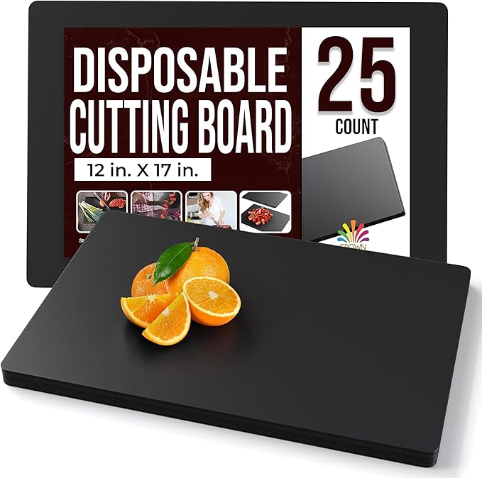 Crown Display Disposable Cutting Boards for Kitchen 25 Count Black Cutting Board 12 Inch X 17.5 Inch Flexible Cutting Boar...