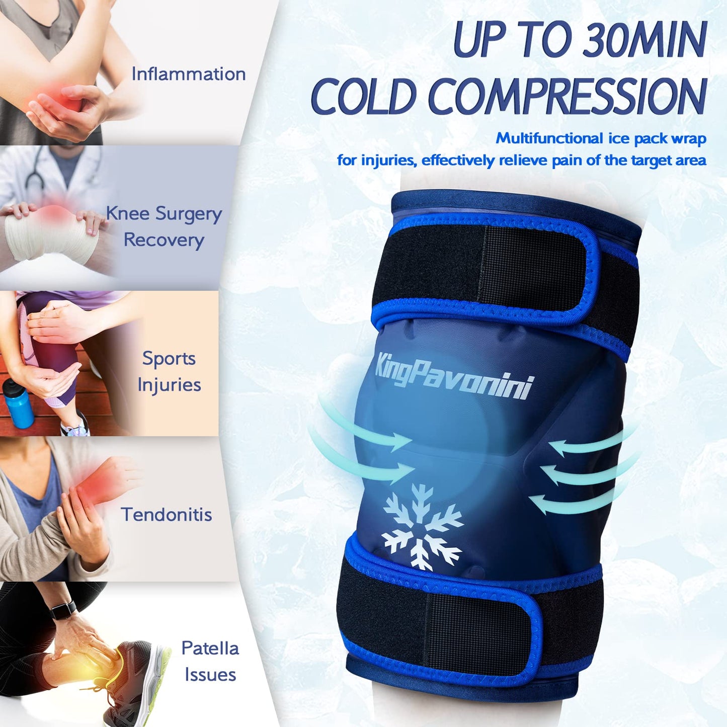 2 Pack XXL Knee Ice Pack Wrap Around Entire Knee After Surgery, Reusable Large Gel Ice Pack for Pain Relief, Swelling, Surgery, Sports Injuries