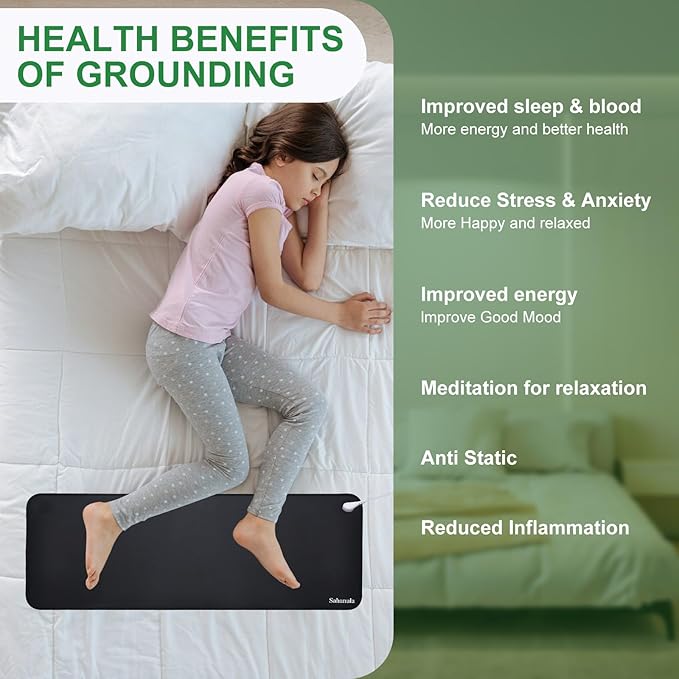 Grounding Mat for Desk & Bed - Sahanula Non-Slip Earth Grounding Pad, 10"x26.7" Balanced Energy Grounded Therapy for Improved Sleep, Reduced Inflammation, Stress Relief for Office, Home