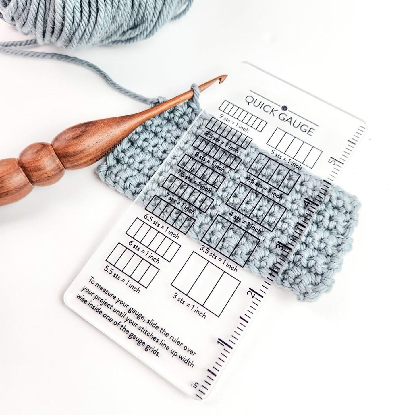 Quick Gauge Ruler, Gauge Ruler for Knitting and Crochet, Scarf Keychain Knitting No Counting Needed, Slide Sewing Rulers and Guides for Fabric Stitch Measuring Crochet Tool(3pcs)