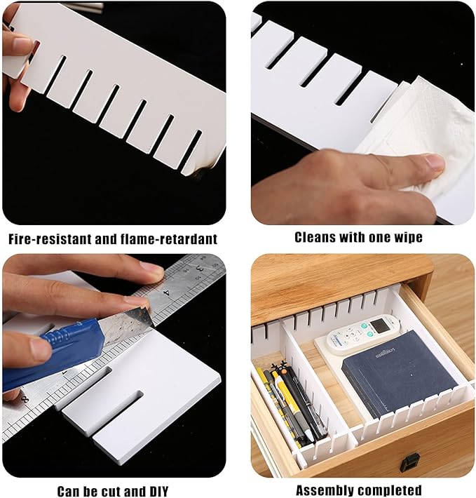 Adjustable Drawer Dividers Set, DIY Plastic Grid Drawer Organizer for Desk, Kitchen, Dresser, and Makeup – Easy to Cut and Assemble Storage Separator for Neat and Custom Organization (6PCS)
