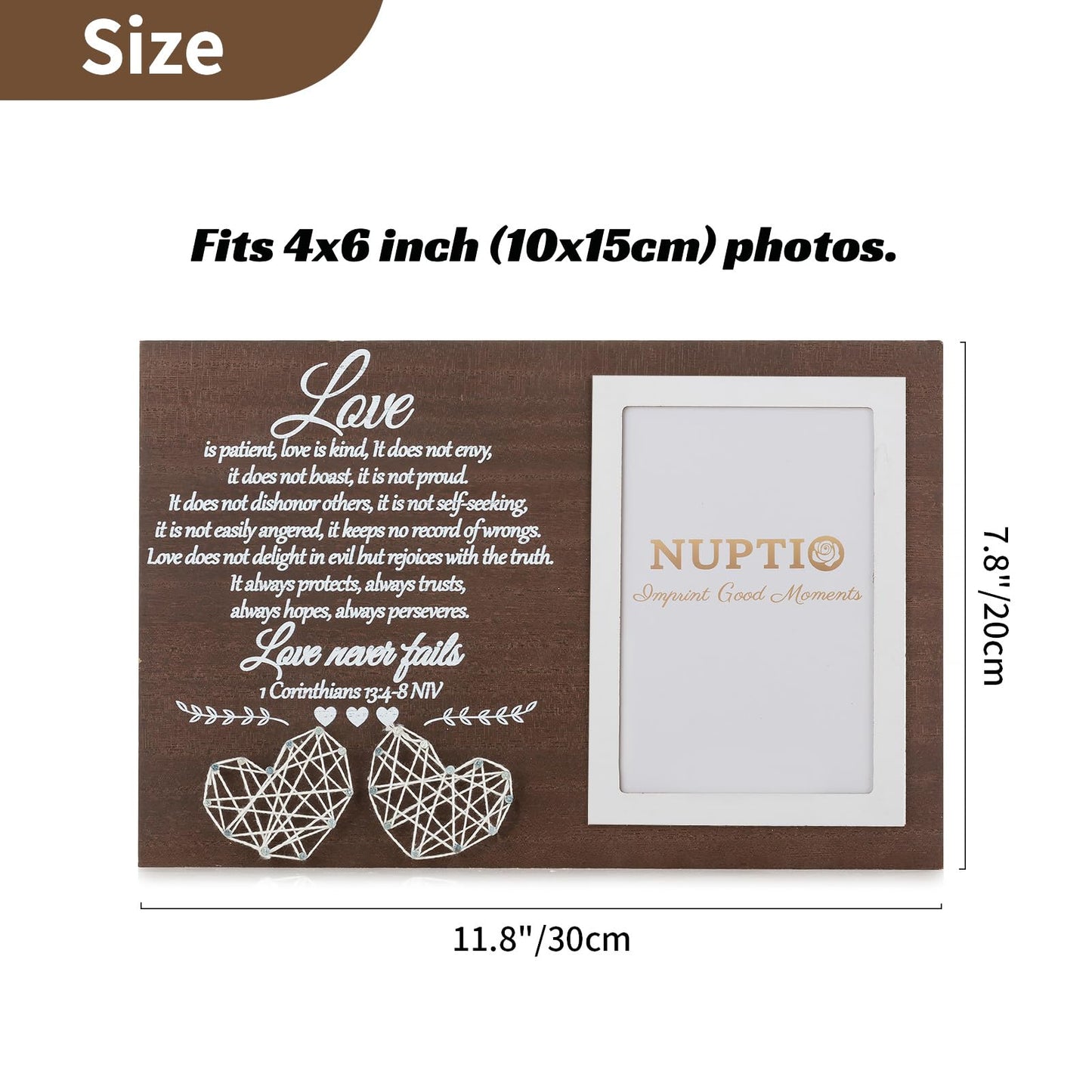 NUPTIO Couple Gifts Picture Frames: Wedding Gift Ideas Anniversary Engagement Christmas Birthday Presents for Couples Boyfriend Girlfriend Newlyweds Friends 4x6 Wood Love Photo Frame