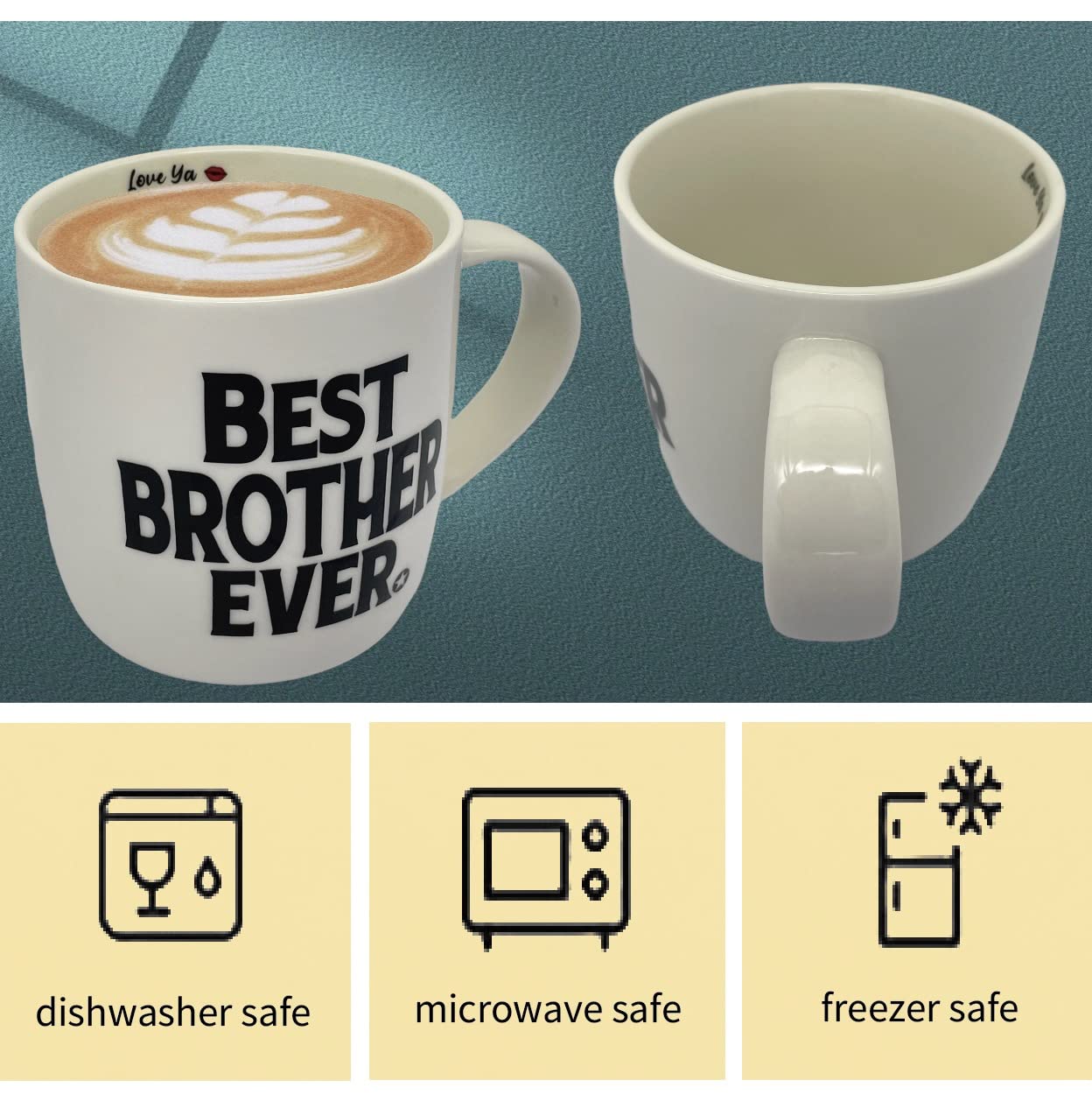 Best Brother Ever Mug, Brother Coffee Mug Ceramic 12 Ounce, Brother Keychain Bottle Opener, Brother Gift from Sister, Brother Birthday Gift, Brother Cup from Sister, Brother Present from Sister
