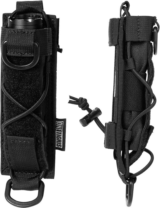 OneTigris Flashlight Holster Molle Flashlight Holder for Belt Tactical Pouch for Torch Linear Hand Tool with Open-top MOLL...