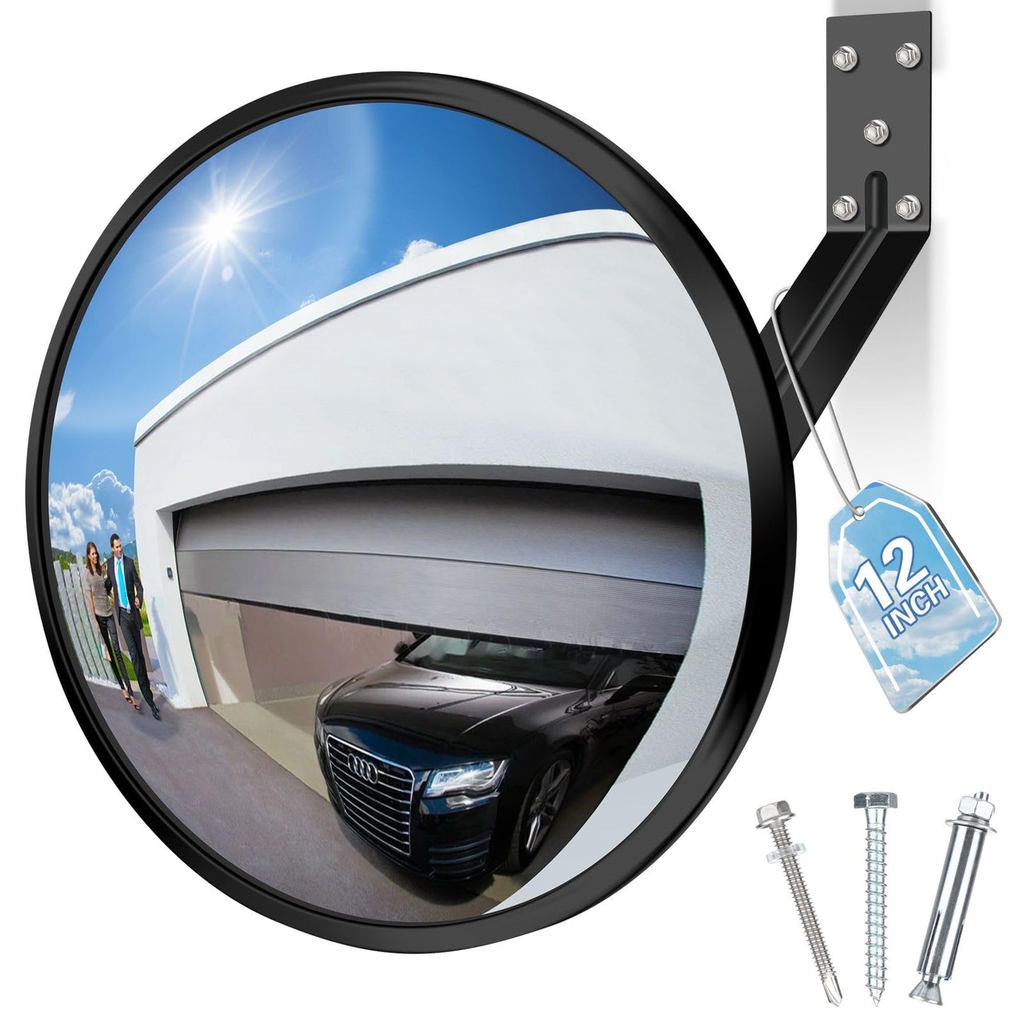 Narremcoy 12 inch Acrylic Convex Mirror, Adjustable Wide Angle View Indoor Security Mirror, Corner Security Blind Spot for Warehouse, Office, Parking Garage and Traffic Safety