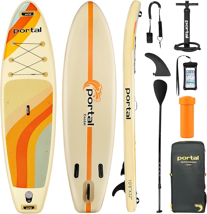 PORTAL SUP Inflatable Paddle Board for Adults 10'6'' Stand Up Paddleboard,Non-Slip Deck Blow up Paddle Boards with Adjusta...