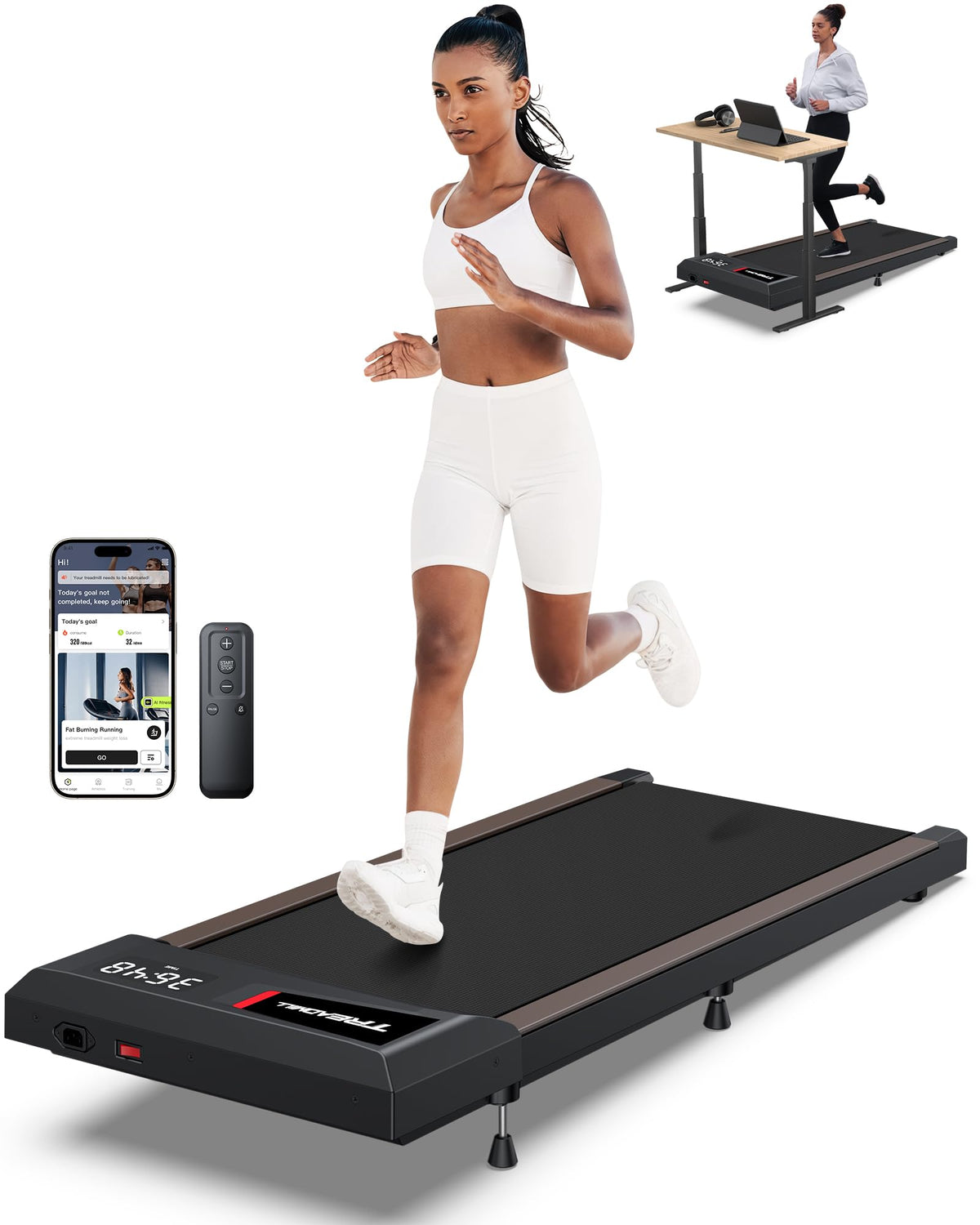 WELLFIT Walking Pad with 10% Incline,265 lbs Max Capacity,Quiet Standing Under Desk Walking Jogging Treadmills for Home,Works for APP/Voice Control/Remote Control