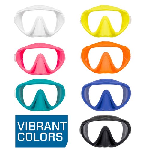 SCUBAPRO Ghost Scuba Dive Mask, Low-Volume Frameless Design w/Ultra Clear Single Lens, Silicone Skirt and Easy-Adjust Strap Buckles, Black