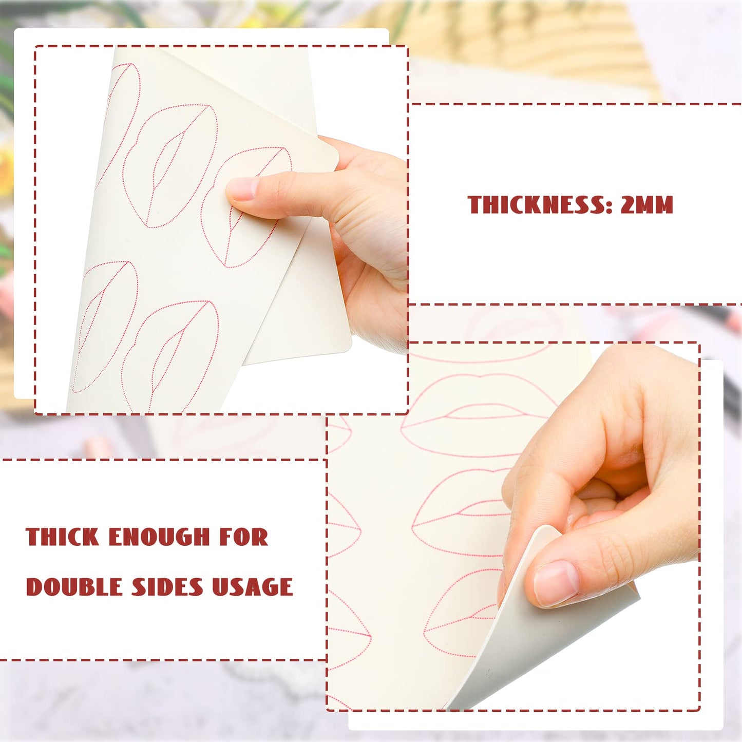 Maitys 5 Sheets Lip Tattoo Practice Skin Lip Blushing Practice Skin for Machine Supplies Makeup(Red)