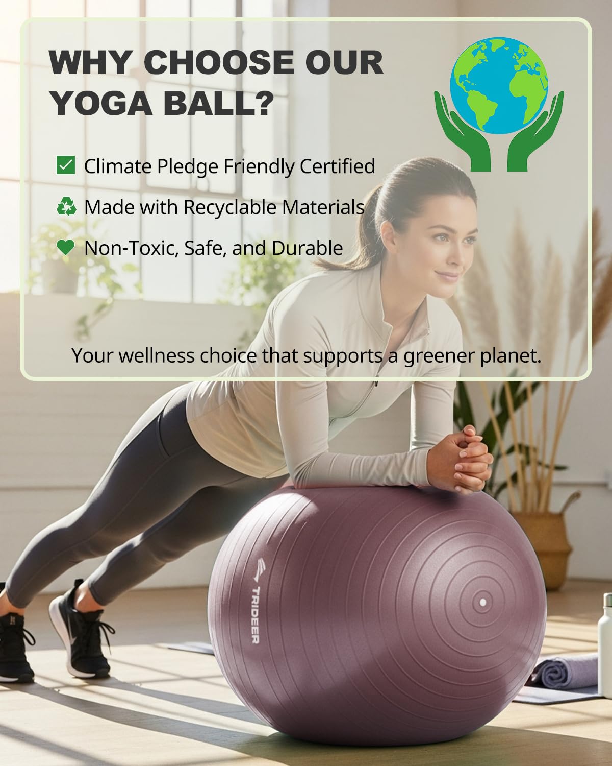 Trideer Exercise Ball Yoga Ball – Office Seating & Balance Ball Chair, Stability Ball for Pilates, Physical Therapy,Core Training & Balance Improvement & Stretching