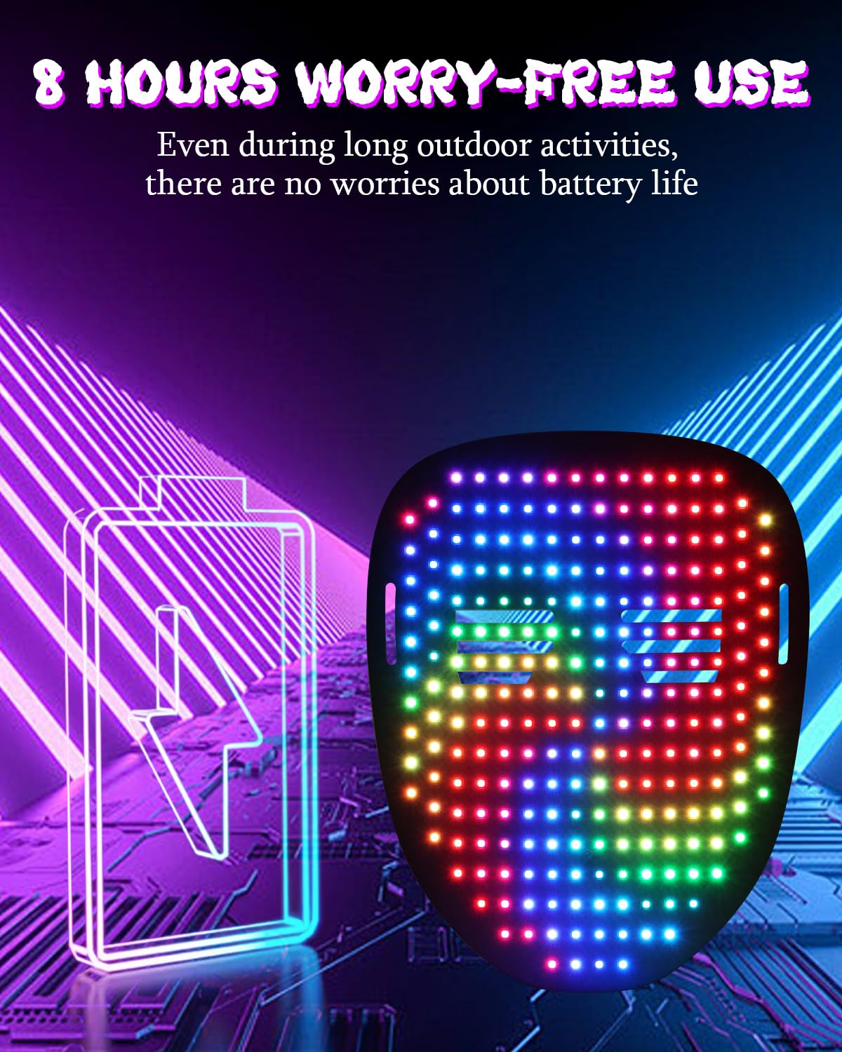 Envyvip Rechargeable LED Mask for Men Women, Cool Halloween Costume Mask Birthday Gifts for Teen Boys & Girls