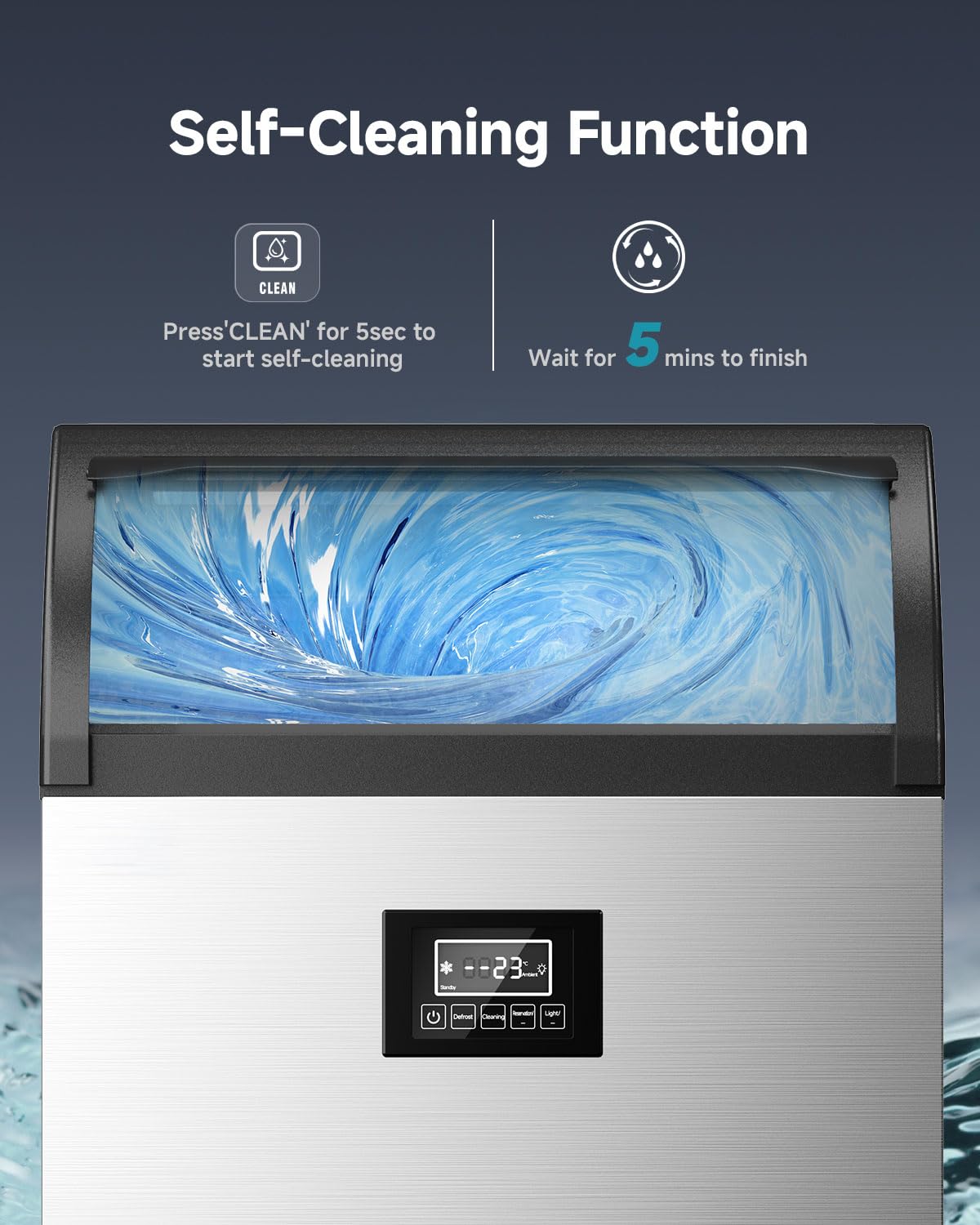 EUHOMY Commercial Ice Maker,350lbs/24H,Stainless Steel Under Counter Ice Machine with Water Filter,44lbs Storage Capacity, 126 Cubes in 8-12 Mins, Freestanding Ice Machine for Home/Bar/Cafe/Restaurant