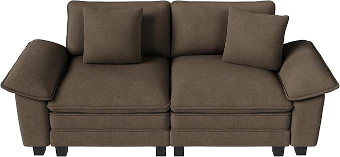 PHI VILLA Indoor Modular Couches Sets, 87.5" Sectional Loveseat Sofa with Upholstered Deep Seat, 2-Seater Comfy Couches for Living Room Bedroom, Chenille Fabric, Taupe