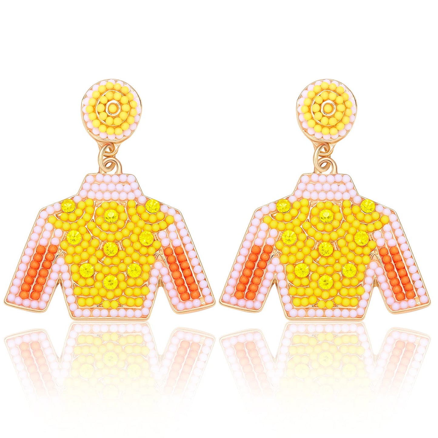 HZEYN Derby Earrings Beaded Kentucky Derby Riding Suit Earrings Jockey Jacket Race Day Earrings Horse Racing Fan Jewlery Gifts(Y