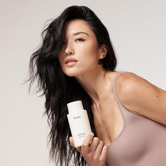 OUAI Medium Conditioner Travel Size - Hydrating Hair Conditioner with Coconut Oil, Babassu Oil, and Keratin - Strengthens, Repairs and Adds Shine - Paraben and Phthalate Free Hair Care Products (3 Oz)