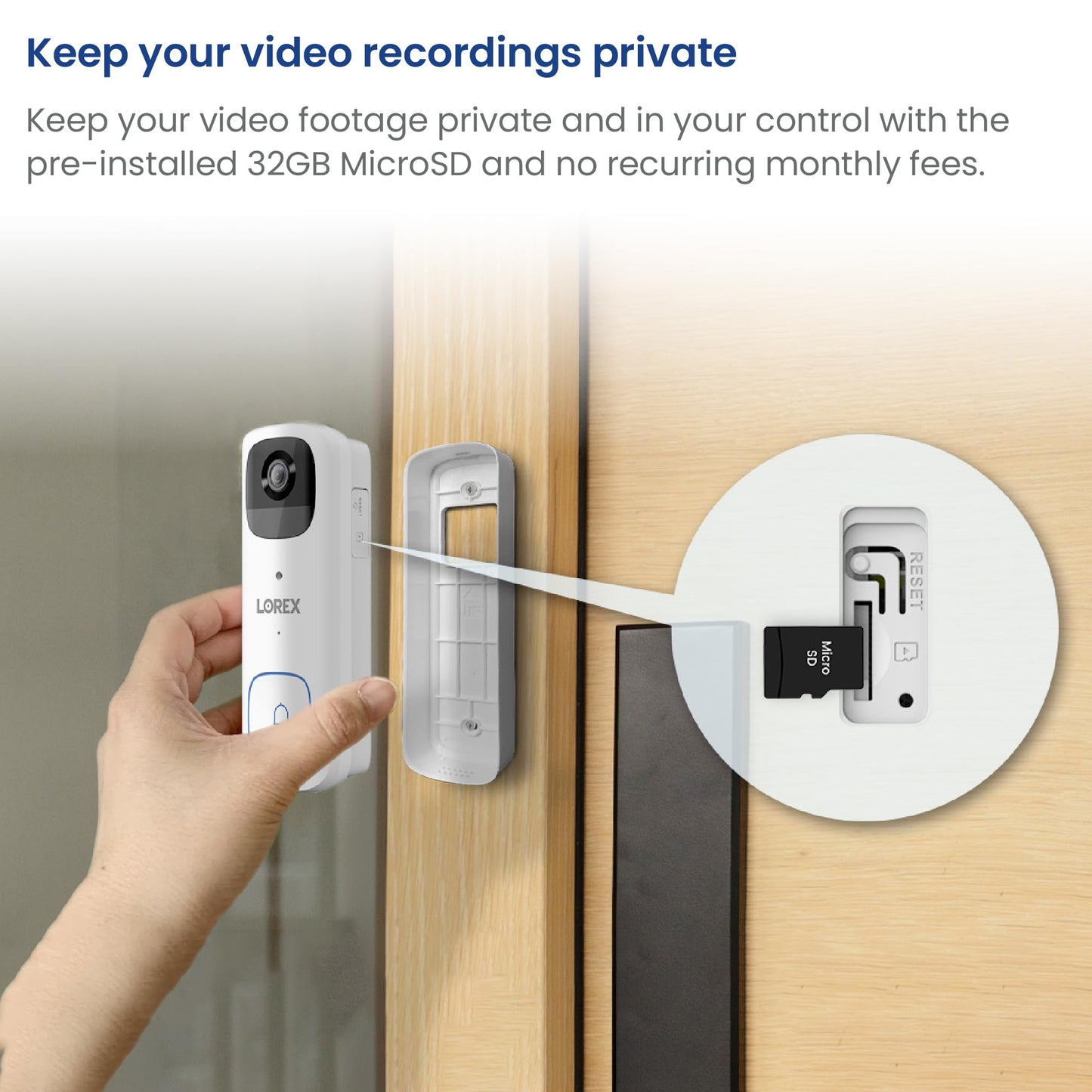 Lorex 2K Wireless WiFi Smart Video Doorbell Camera | No Subscription Fee | 32GB MicroSD Card Included | Smart Security Lighting | Night Vision | Battery-Powered | Motion Detection | White