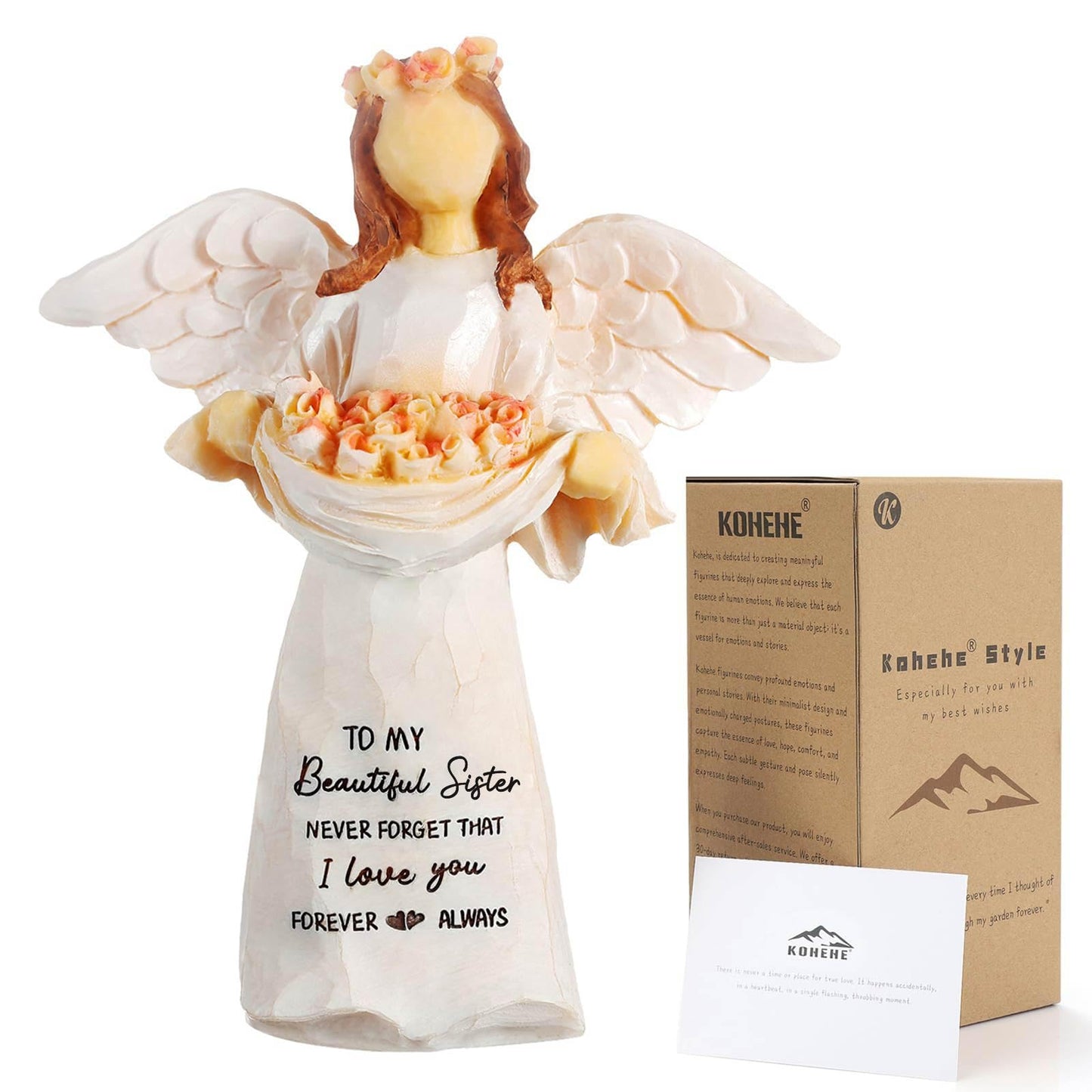 Sisters Gifts,5.12" Angel Figurine Gifts to Sister,Birthday Gifts for Sister from Sister,Sisters Gifts for Women on Birthday and Sister's Day