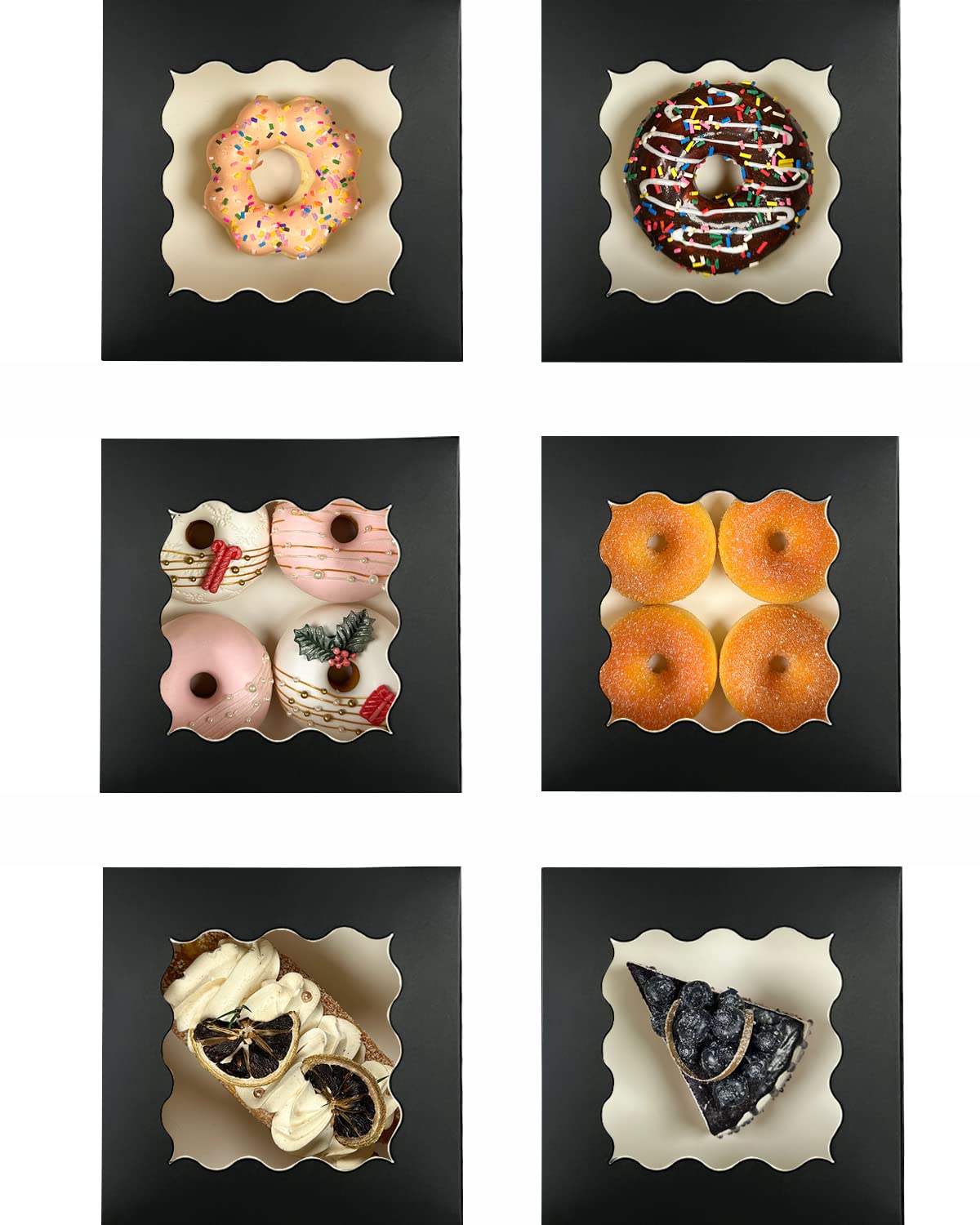 Bakepacker Black 30-Packs Bakery Boxes with Window 6x6x3 inches Thick & Sturdy Macaroon Pastry Boxes Cookie Boxes for Bakerys