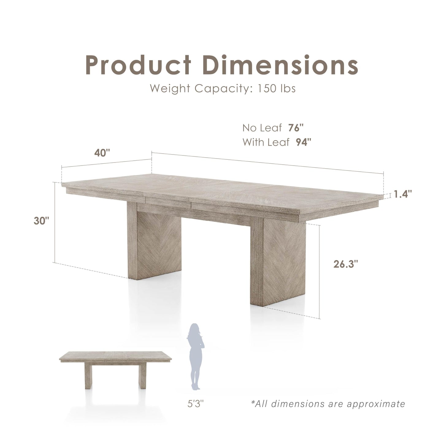Furniture of America Westely Farmhouse Solid Wood 76-inch Rectangular Extendable Dining Table with 18-inch Removable Leaf, Seats up to 8 for Home, Kitchen, Living Room, Dinettes, Natural