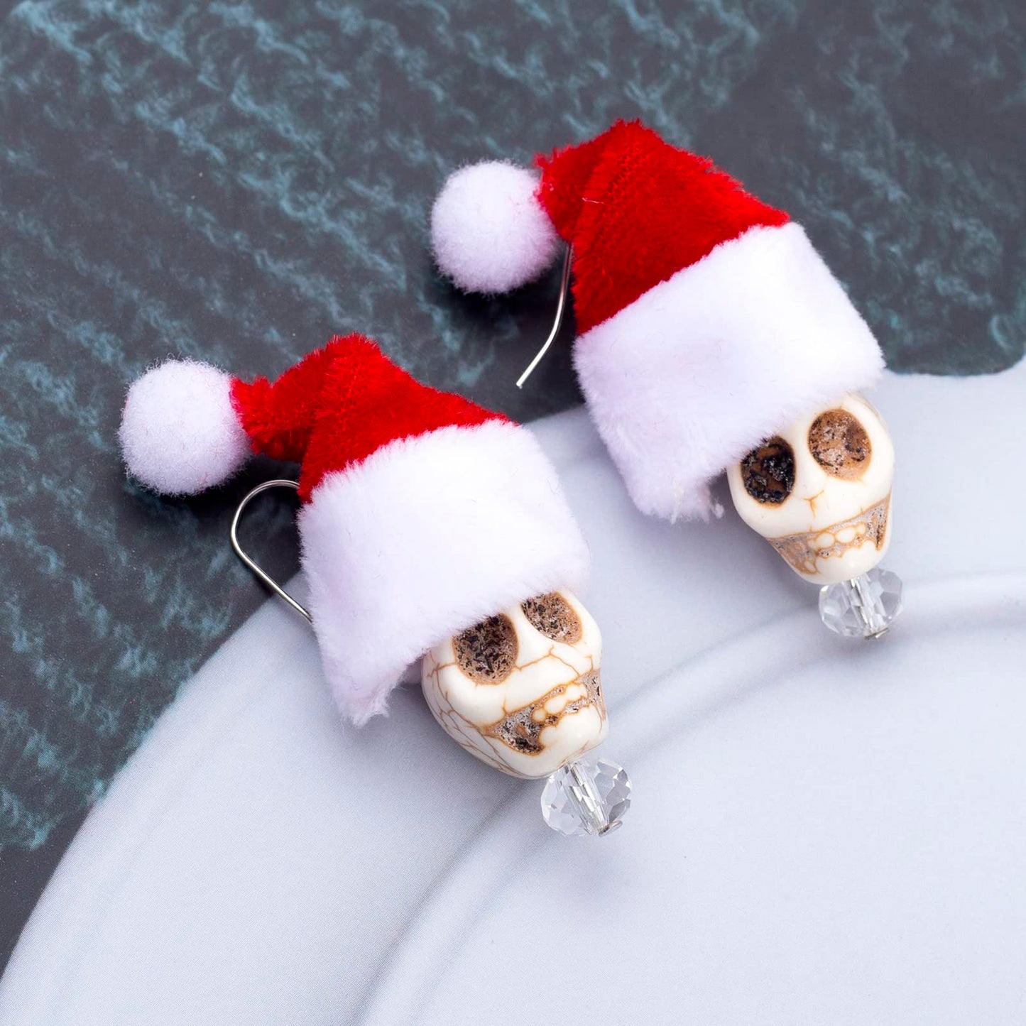 ZKBKJSPZJB Skull Cherry Earrings/Red Skulls Earrings/Halloween earrings/funky spooky quirky earrings/Nickel Free