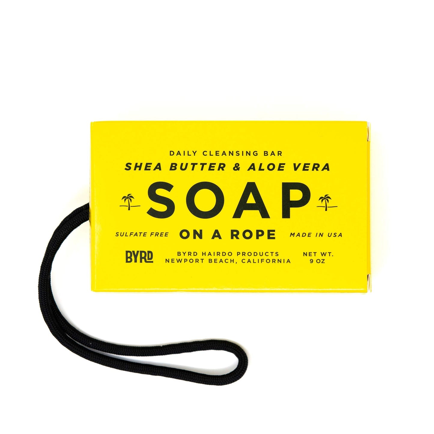 BYRD Hydrating Soap on a Rope - Daily Cleansing Face and Body Bar, with Shea Butter, Aloe Vera Gel and Sea Salt, 9 Oz