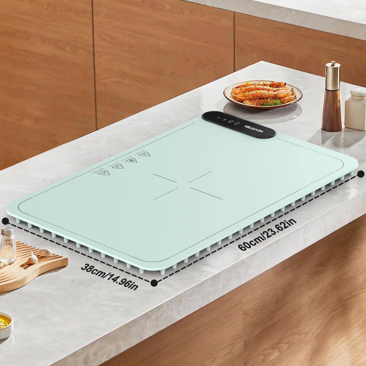 Electric Food Warming Mat with 9 Temperature Settings, Quick Heating Pad, Auto-Off Timer, Portable Silicone Food Warmer for Parties and Buffets