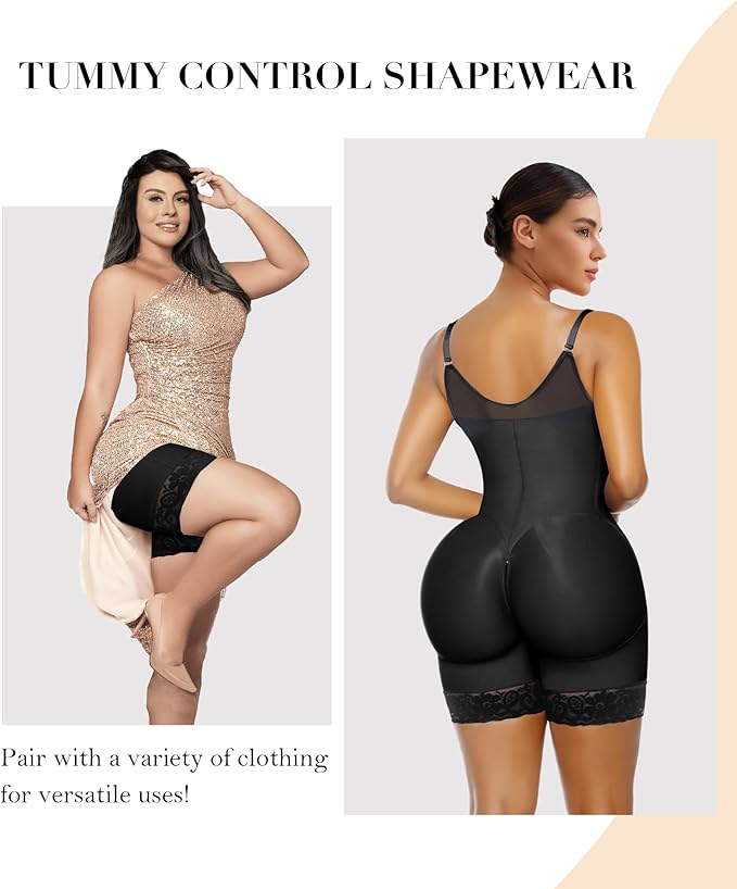 YIANNA Fajas Colombianas Moldeadoras Postpartum Shapewear for Women Tummy Control Butt Lifter Body Shaper with Zipper Crotch