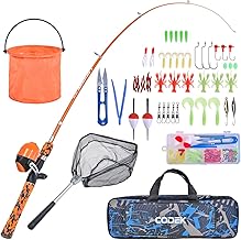 CODEK Kids Fishing Pole Set with Full Starter Kits 2 Set Portable Telescopic Fishing Rod and Spincast Reel Cambos with a F...